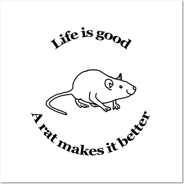 Animals Quote A Rat Makes it Better Wall Art by ellenhenryart